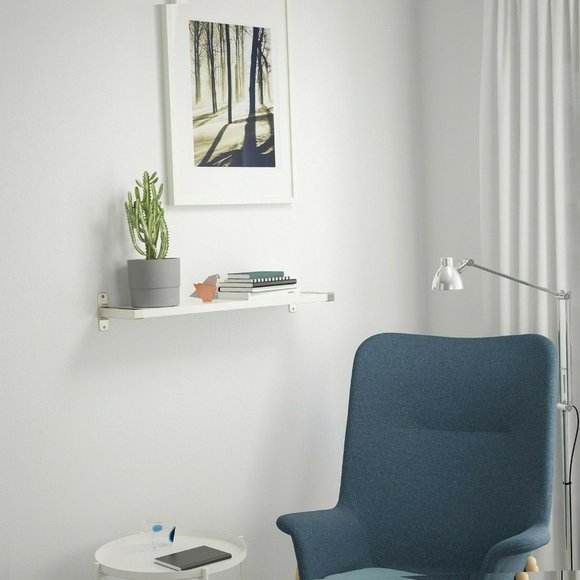 IKEA GRANHULT Bracket (Set of 2) for Shelf 7-3/4" x 4-3/4" Nickel Plated - Picture 2 of 4